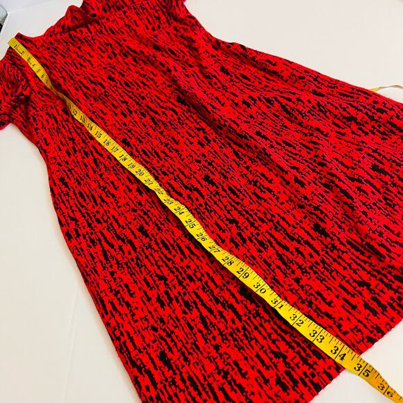 Calvin Klein Abstract Print Short Sleeve Sheath Dress Size 4 Red Black - Picture 6 of 7